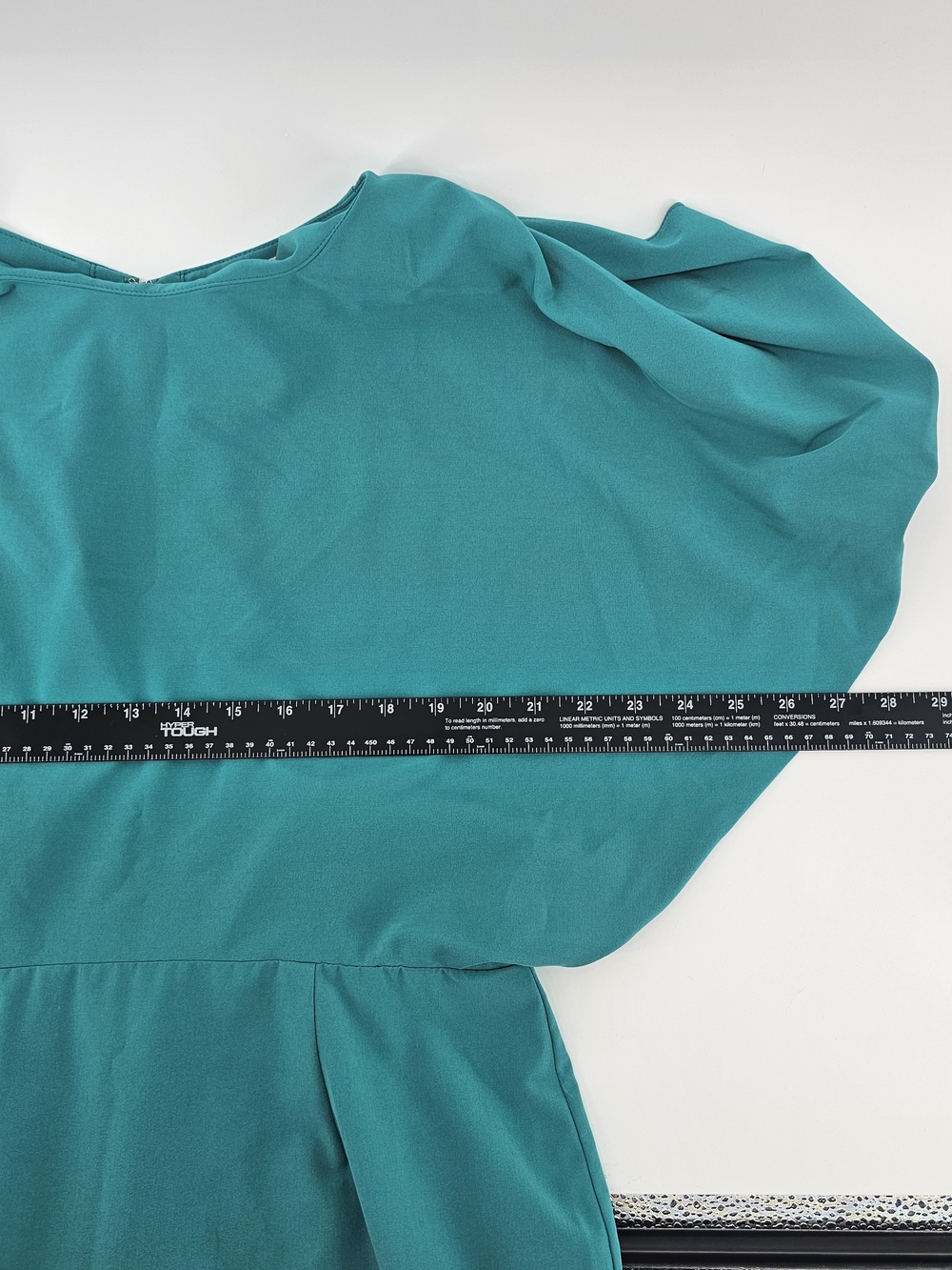 C. Luce Teal Cold Shoulder Pleated Sheath Mini Dress Keyhole Back Size M - Picture 6 of 7